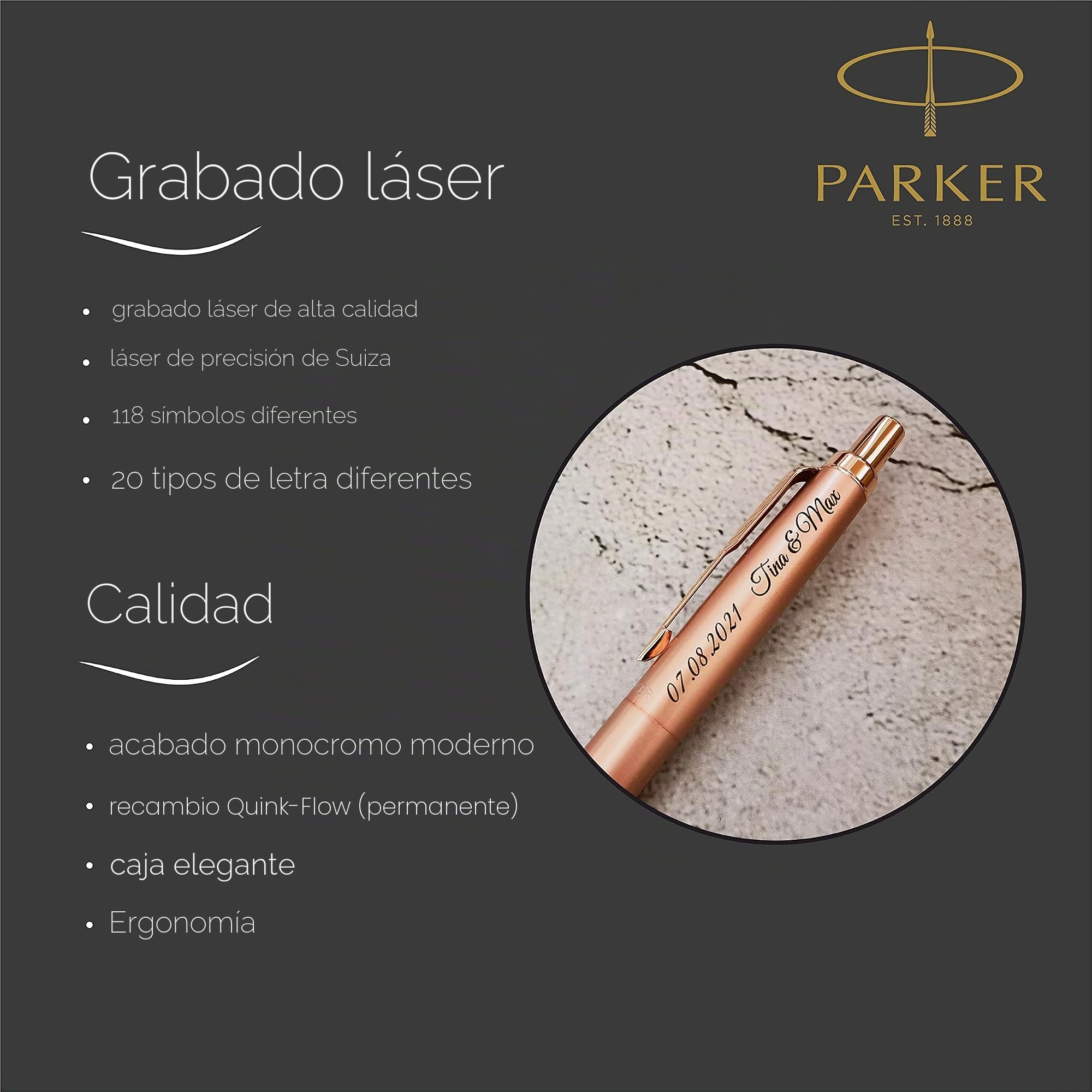 Bolígrafo Parker Jotter XL monocromático con grabado, bolígrafo prémium, caja de regalo, tinta azul, elegante, regalo personalizado, nombre grabado, cumpleaños, idea