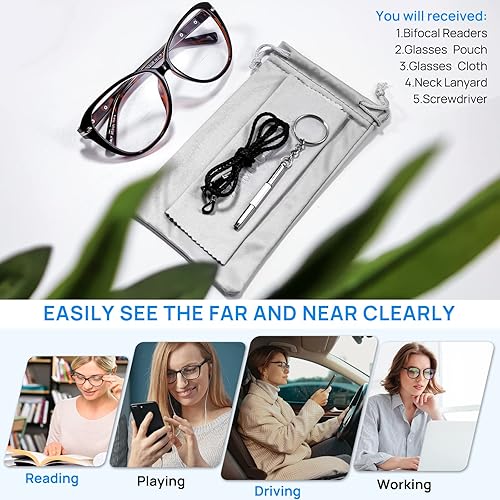 Miniatura 6 de Anteojos de lectura bifocales para mujer, con bloqueo de luz azul, lectores de computadora 1.0 1.25 1.5 1.75 2.0 2.25 2.5 2.75 a 3.5