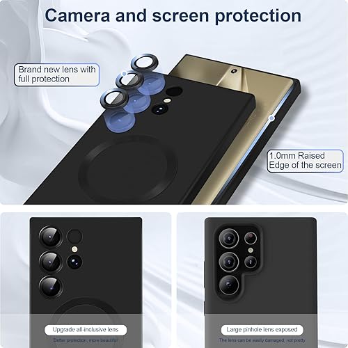 Miniatura 2 de Funda magnética para Samsung Galaxy S24 Ultra, carga inalámbrica compatible con Mag Safe silicona suave goma delgada delgada funda protectora a