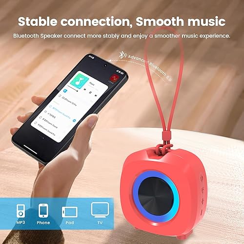 Miniatura 5 de Altavoz Bluetooth Reproductores multimedia portátiles, sonido estéreo claro y fuerte, altavoz inalámbrico de graves profundos con luces TWS IPX5,
