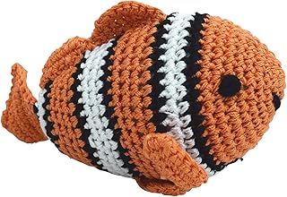 Dog Teeth Cleaning Cotton Crochet Squeaky Dog Toy for Small Dog - Clown Fish