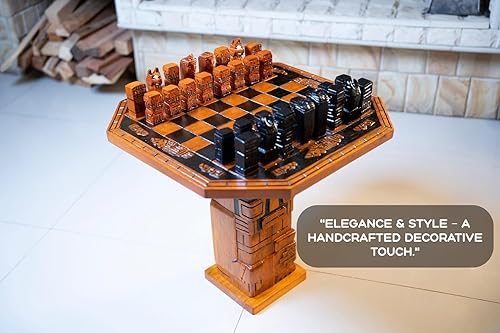 Miniatura 7 de Juego de ajedrez de madera de lujo tallado a mano, tablero de madera de roble de primera calidad, piezas decorativas y artesanales, regalo único,