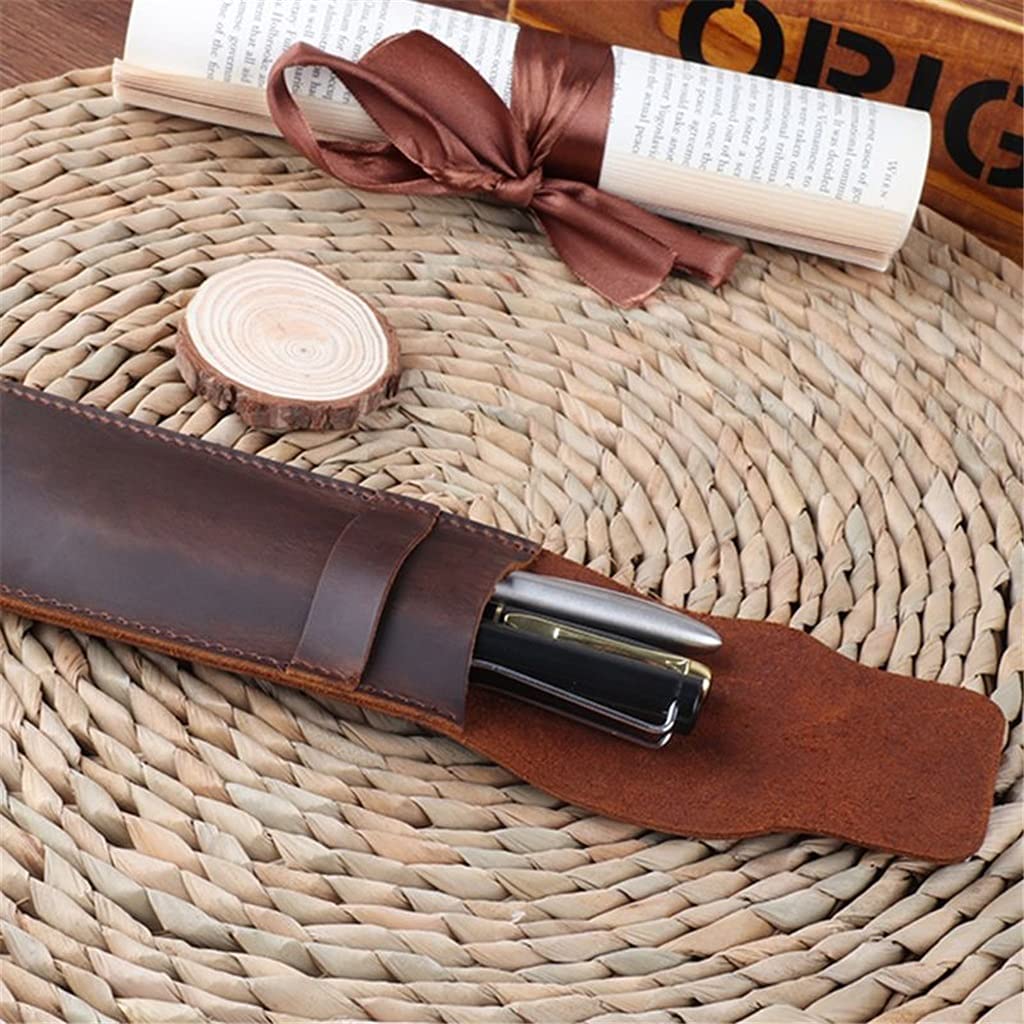 Skórzany uchwyt na pióro wieczne etui na długopis długopis etui ochronne do biura na uczelnię (kolor: biała naszywka pięcioramienna gwiazda 4, rozmiar: 6,5 x 7 cm)