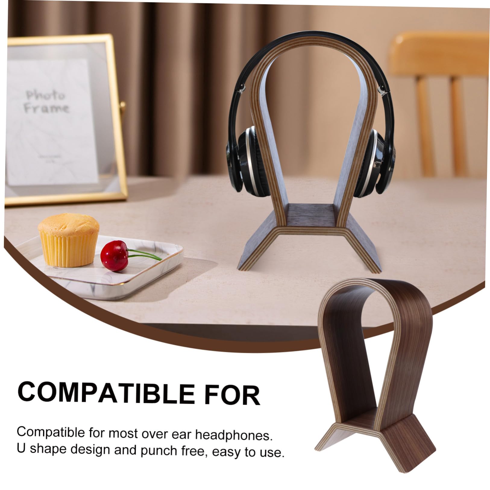 Alipis Présentoir de Bureau en Bois Synthétique Stable pour Casque Audio Support Élégant pour Café ou Magasin D'écouteurs