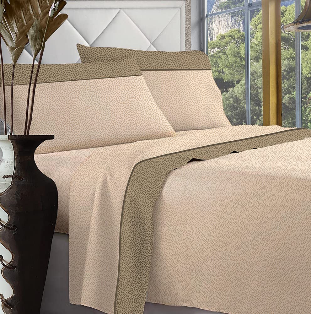 Jenny Sesal Completo letto in Flanella Anti-Pilling - Magenta Singolo, Matrimoniale e una piazza e mezza - stampato, 100% Cotone e morbido al tatto (Una piazza e mezza, Beige)