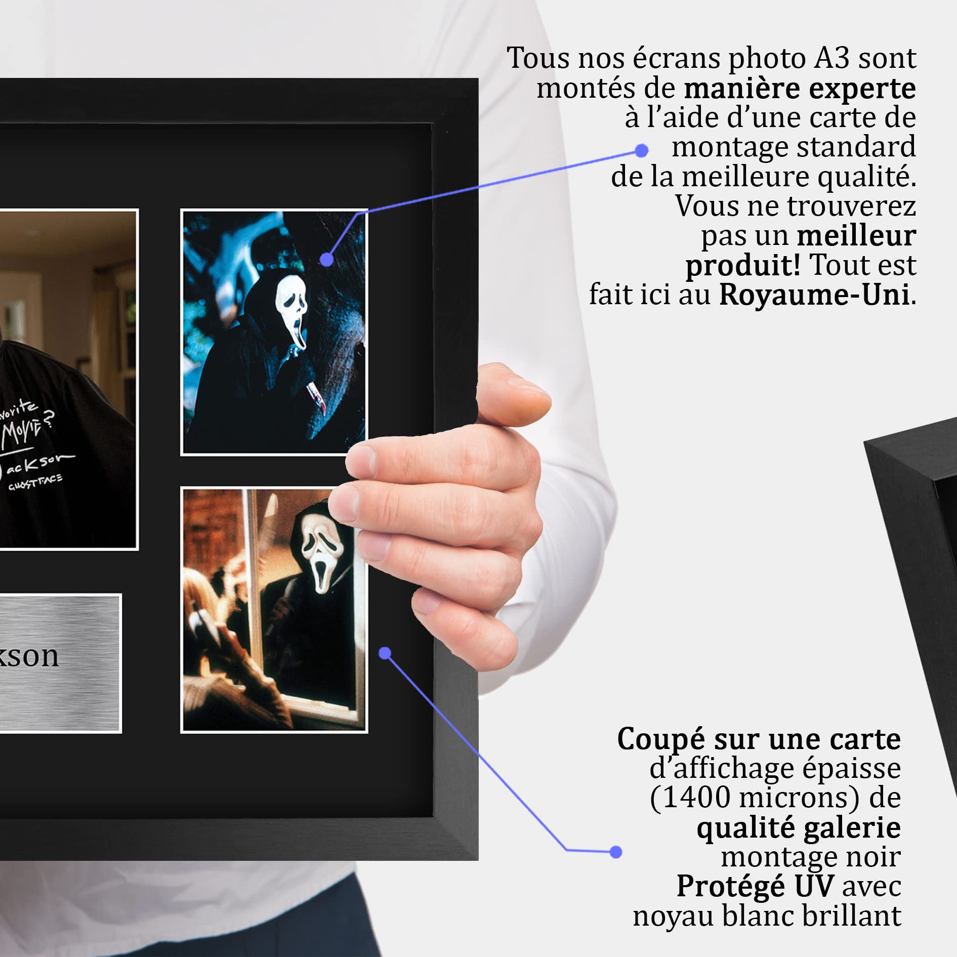 HWC Trading FR A3 Roger L Jackson Scream Ghostface Cadeaux Imprimés Autographe Affichage d’autographes pour les fans de cinéma - A3 Encadré