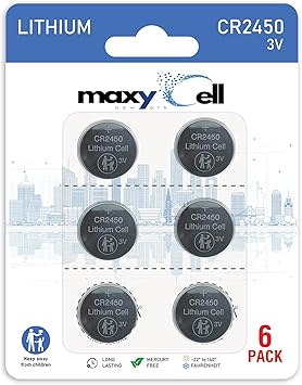 2450 CR2450 Lithium Coin Cell Battery 3V High-Capacity Long-Lasting Reliable Power for Watches, Key Fobs, Fitness Trackers, Medical Devices, Thermometers, Leak-Proof Design DL2450 6 Pack