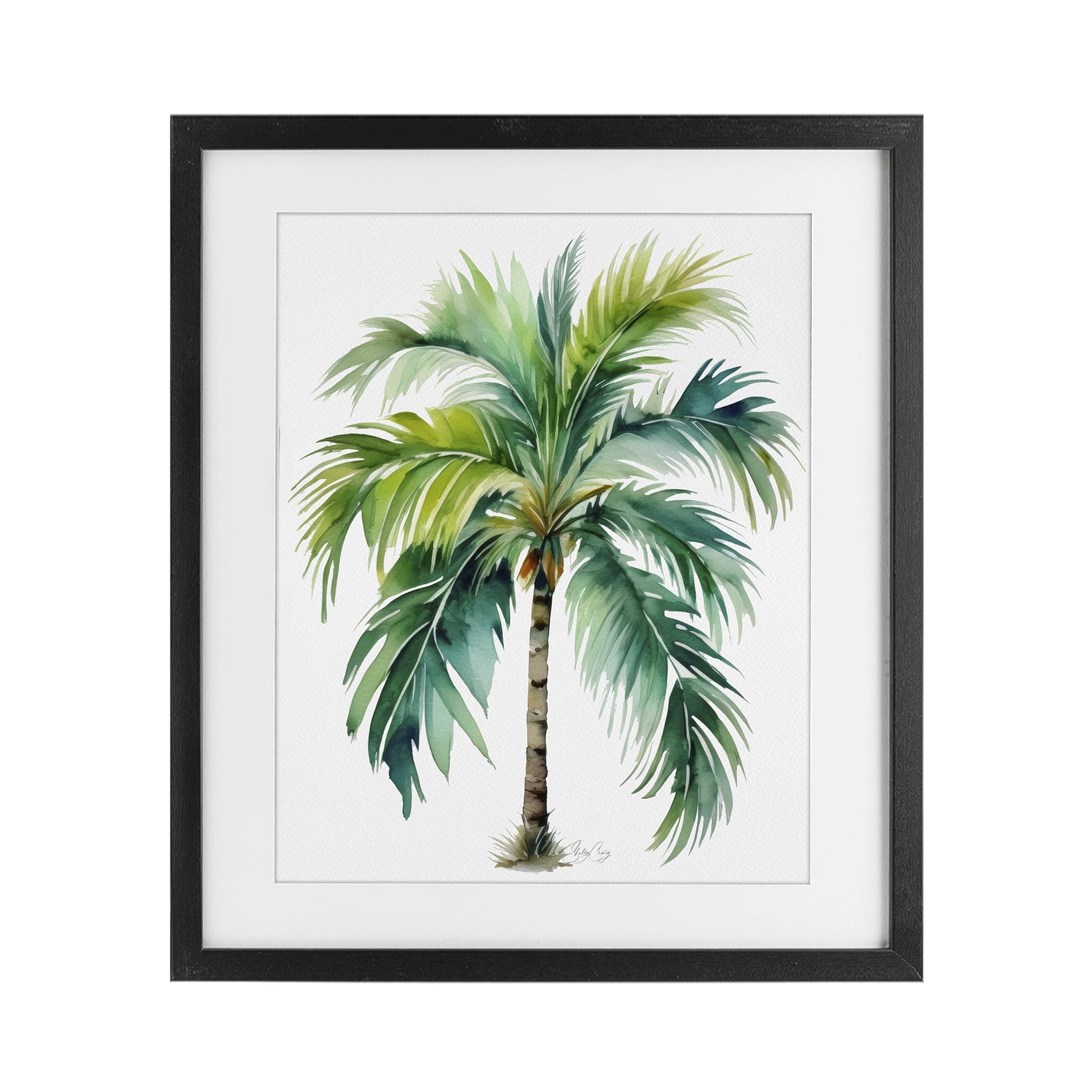 Stupell Industries Midnight Black (Textured) 'Lagoon Majesty Palm'| Framed Print Under Glass