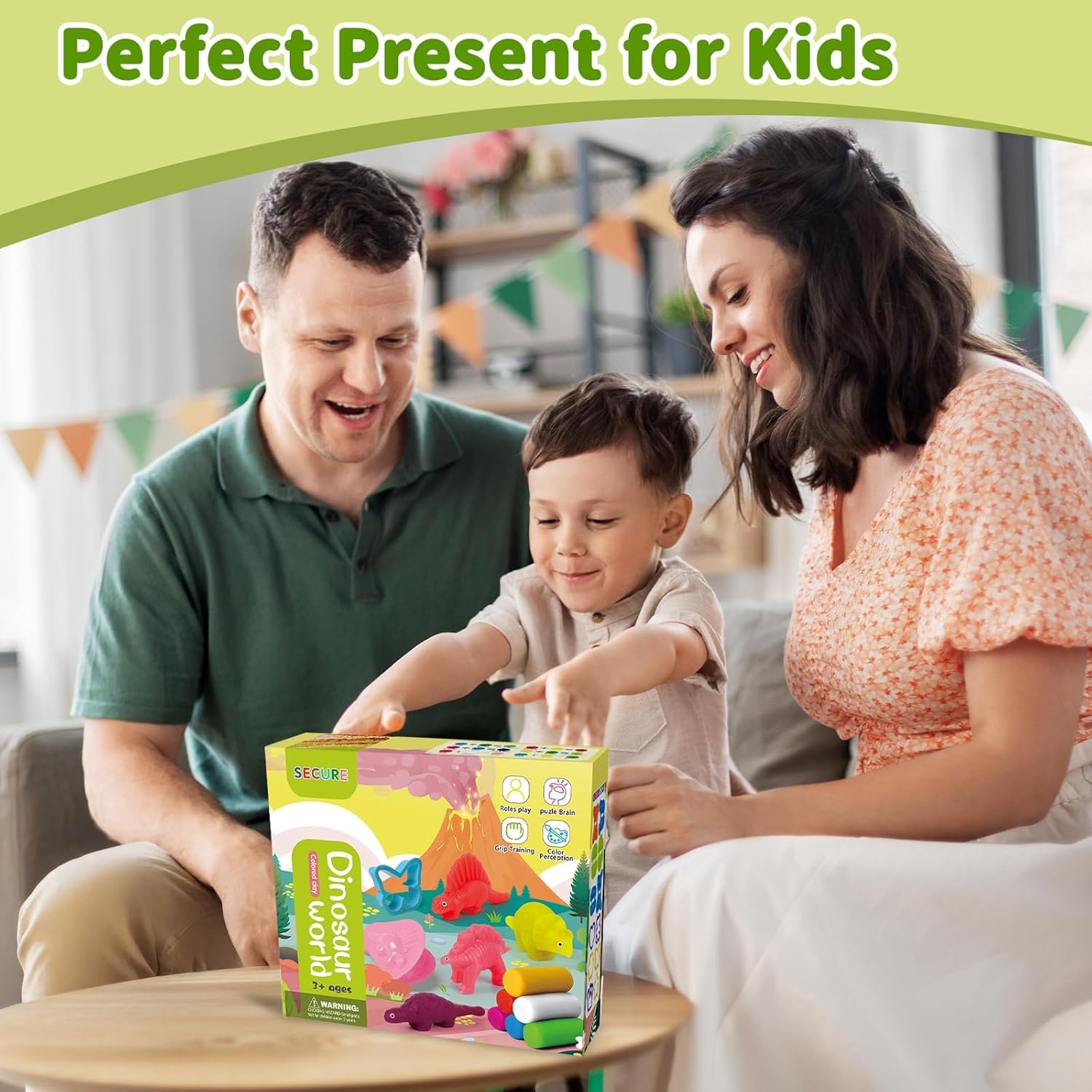 23 PCS Dinosaur Dough Sets for Kids Ages 3 4-8, Art Crafts Kit with Dinosaur Molds, Dough Accessories Toys Creations Tools for Boys Girls Birthday Gift