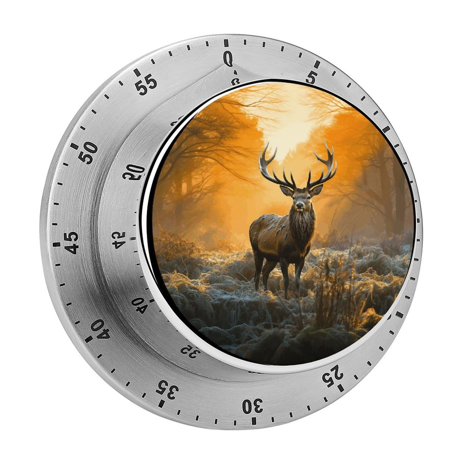 Deer in Kitchen Timer Chef Cooking Timers Clock with Loud Alarm Exquisite Stainless Steel Mechanical