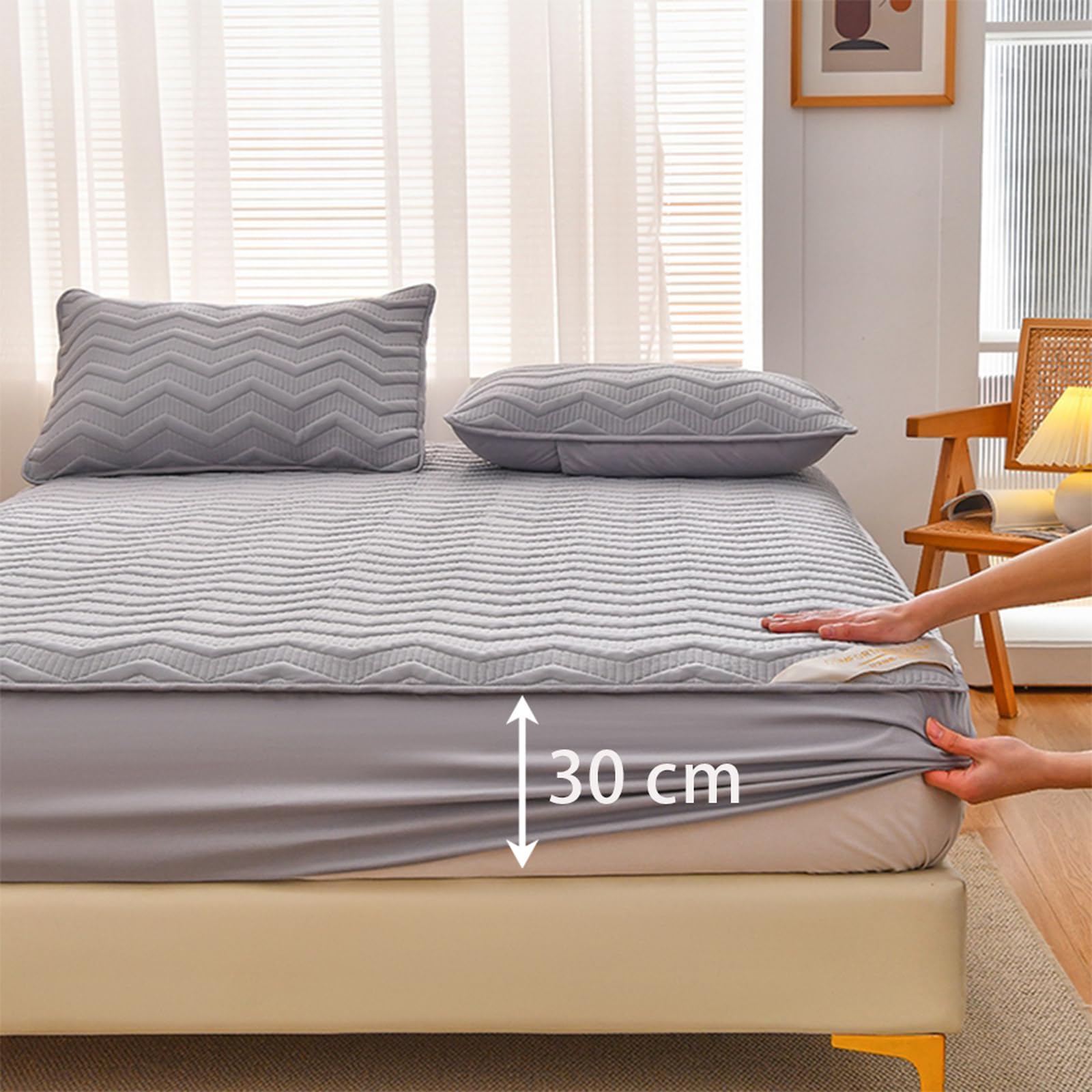 Paquete de 2 fundas de almohada acolchadas de lujo, color azul, con cierre de sobre, para almohadas de 20 x 30 pulgadas, fundas de almohada de microfibra cepillada suave, hipoalergénicas y resistentes