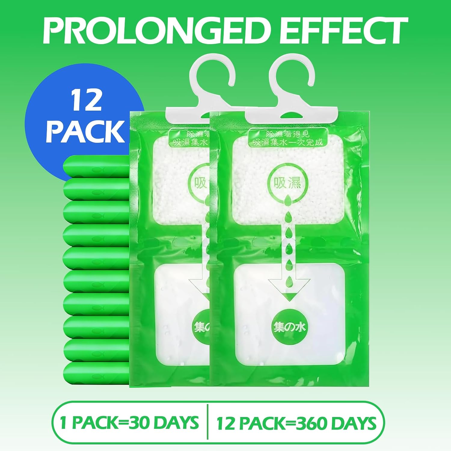 Dehumidifier Bags 12 Pack，Moisture Absorbers for Closet,Humidity Packs, Humidity Absorber in Wardrobes, Bedrooms, Bathrooms