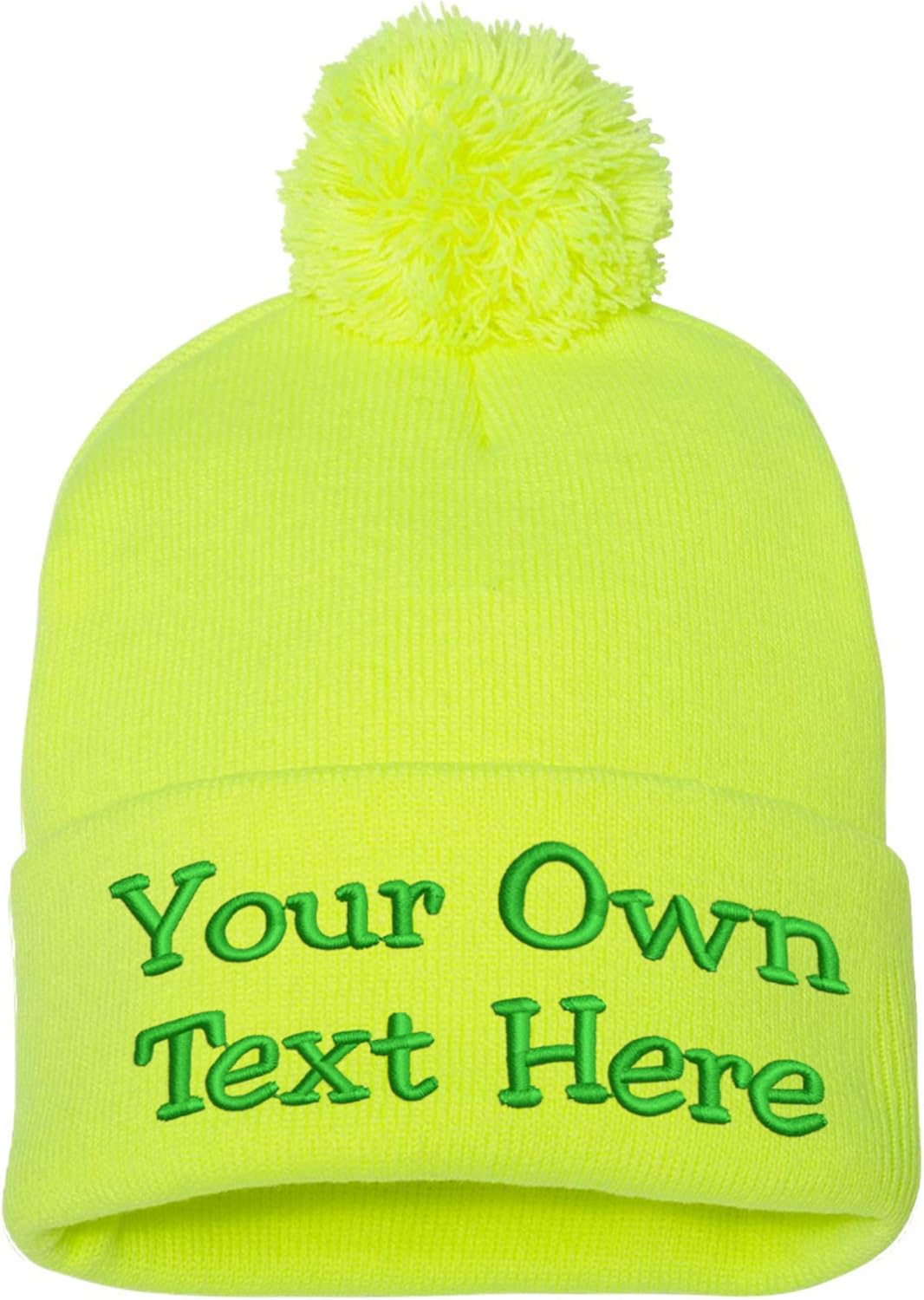 Custom Embroidered Beanie – Unisex Cuffed Knit Pom Hat Warm Winter Skull Cap for Men and Women