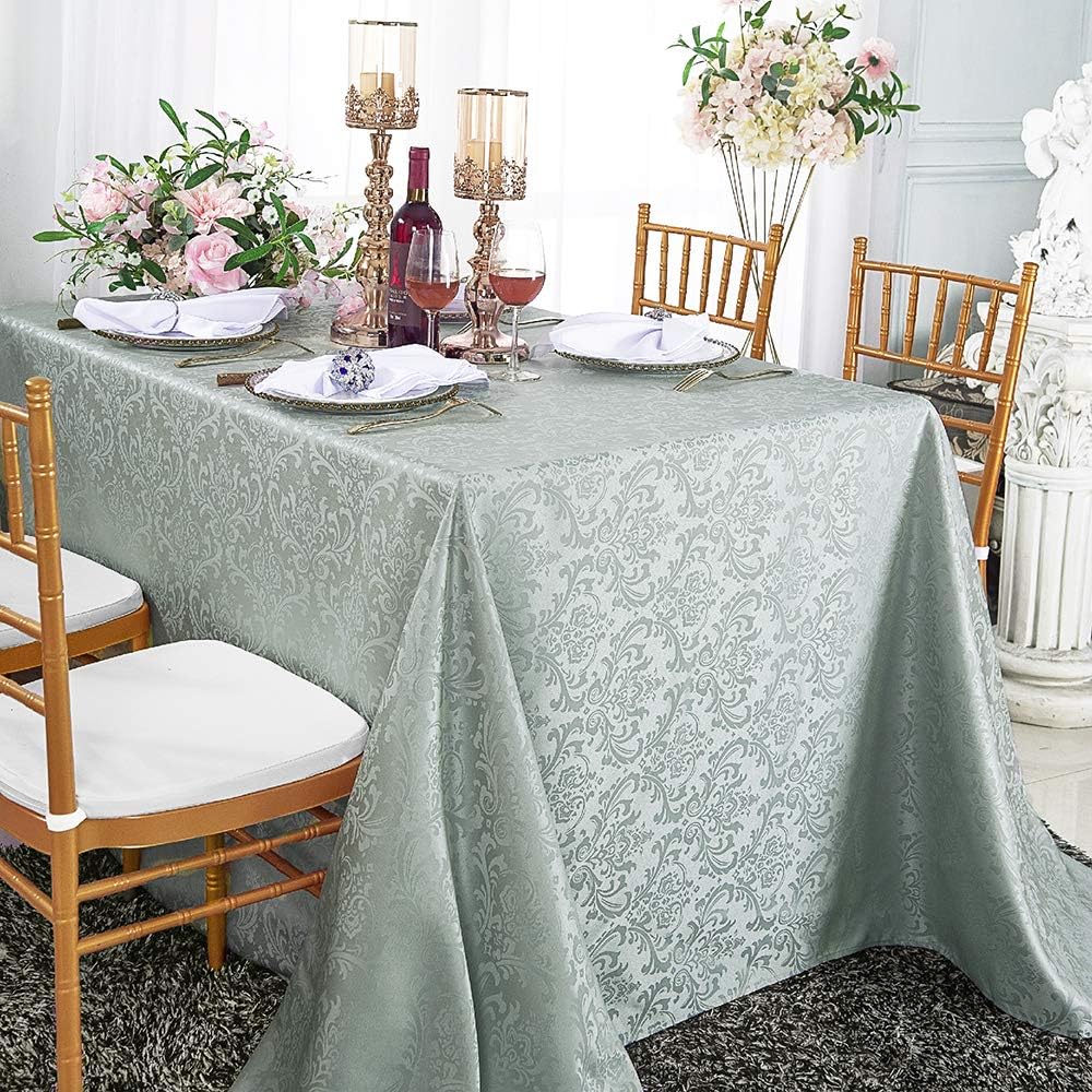 72 Inch x 120 Inch Rectangular Jacquard Damask Polyester Tablecloths Table Cover Linens for Restaurant Kitchen Dining Wedding Party Banquet Events - Chocolate