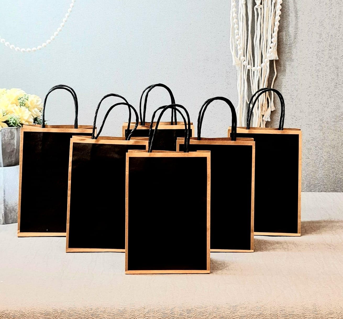 SATYAM KRAFT 6 Pcs Paper Bag Goodie Bags With Handle Gift Paper bag, small presents, marriage Return Gifts, Christmas, Birthday, Xmas, Wedding, Party, Seasons Greetings (Small) (Black) (B0CTQJCVKX) Amazon Price History, Amazon Price Tracker