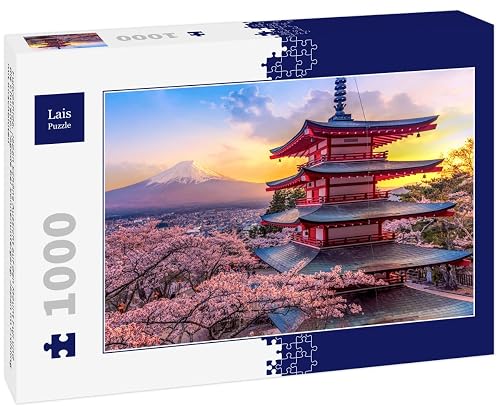 Lais Puzzle Fujiyoshida, Japón Hermosa Vista del Monte Fuji y la Pagoda Chureito al Atardecer