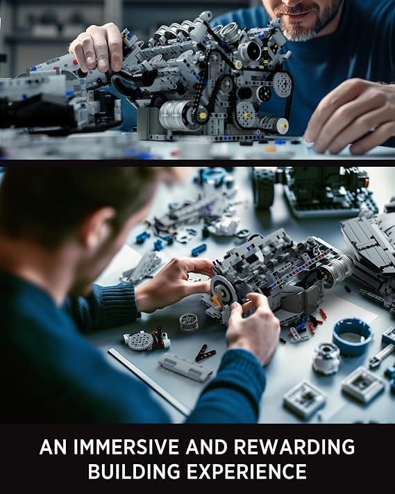Nifeliz V8 Engine Building Set, Exclusive Advanced Collector's Engine Model, Physical Science Experiment Toy for Adults, Home or Office Decor (2725 PCS, NF10287)