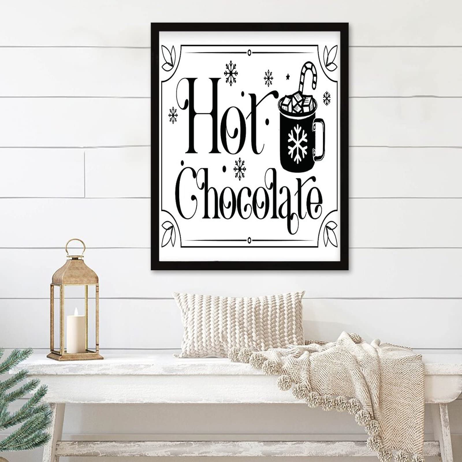 Panneau en bois chocolat chaud rustique 40x50 cm pour decoration cuisine de ferme