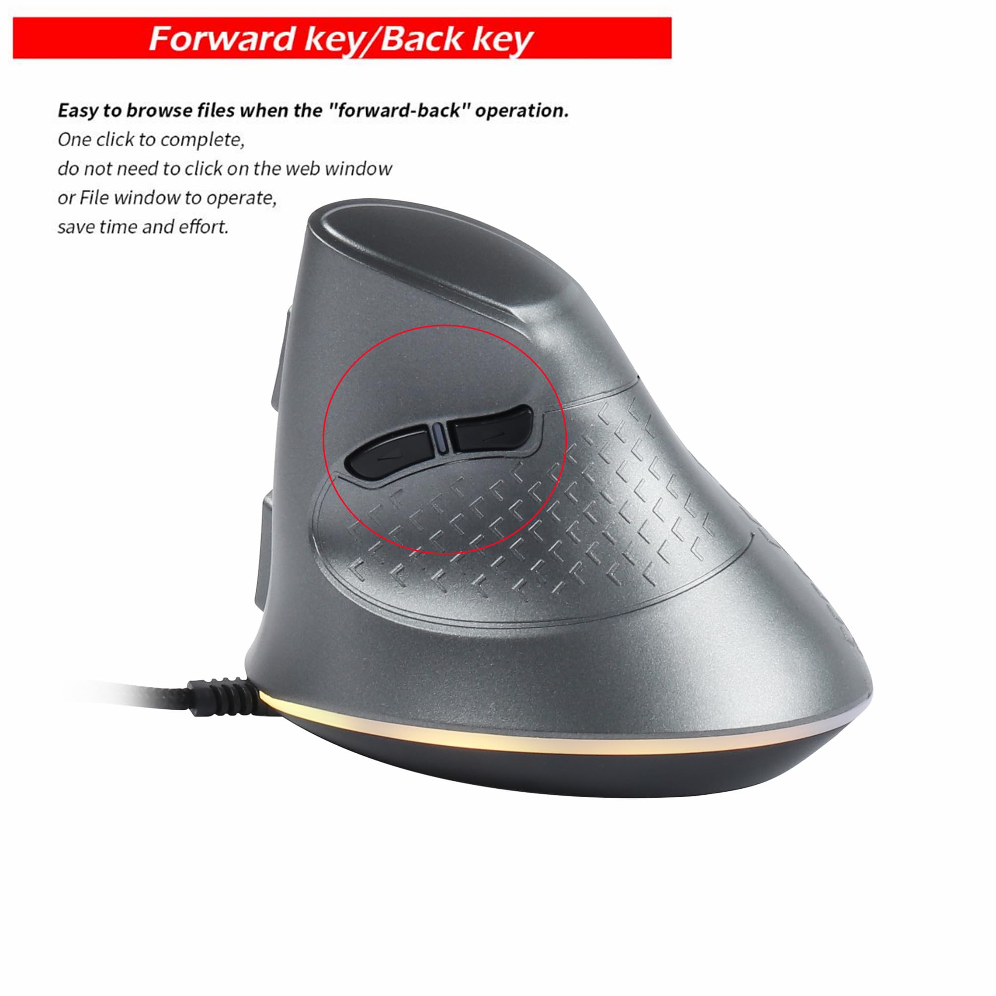 YOCUNKER Mouse verticale con cavo USB, retroilluminazione 11 RGB, 7200 DPI, mouse ottico ergonomico regolabile, 6 pulsanti, riduce l'affaticamento del polso, compatibile con