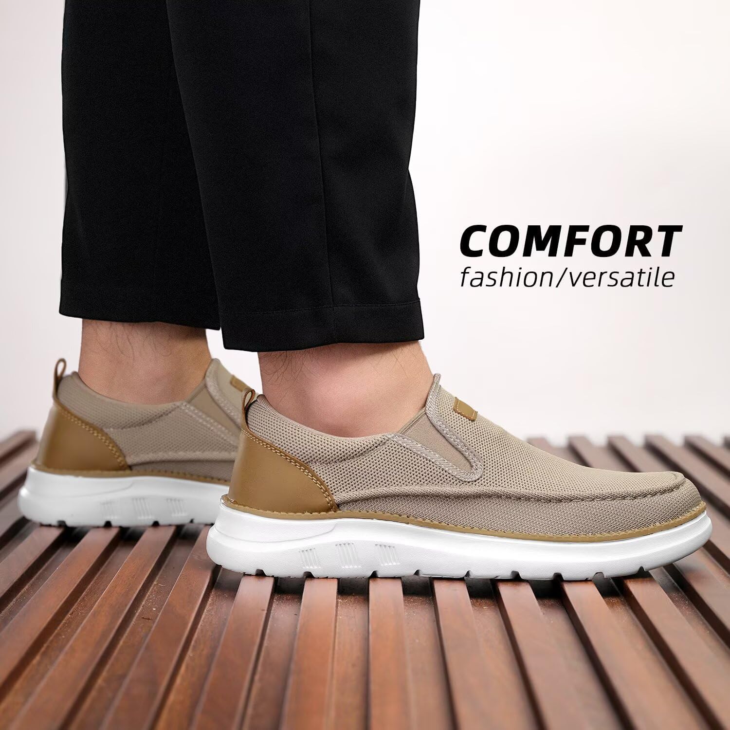 Mens Casual Slip in Shoes Boat Slip On Loafers Fashion Walking Dress Sneakers Work Lightweight Mesh Oxfords Soft Sole - Image 7