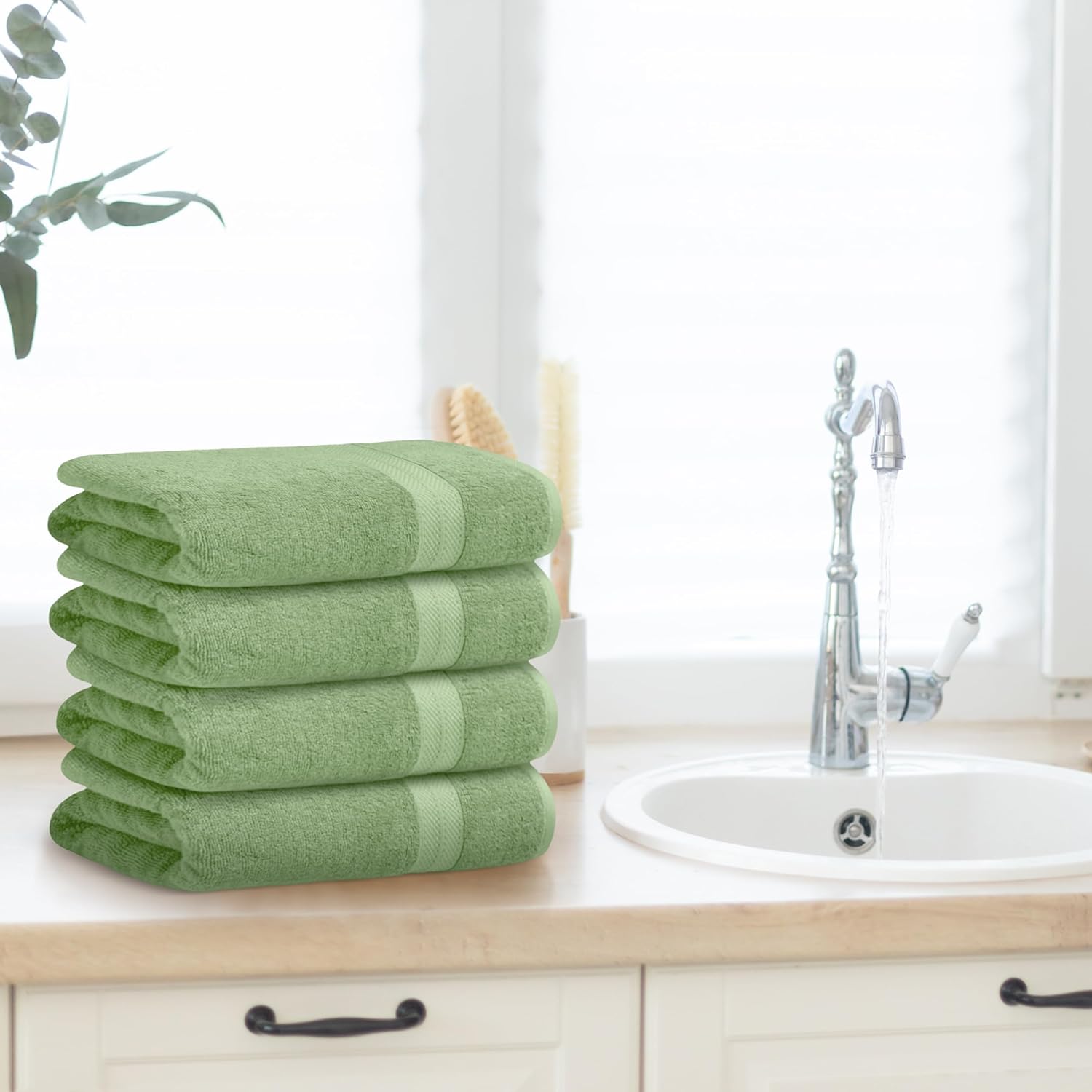 Avalon Towels Green Bath Towels Set of 4 pcs (27x54 inches), 100% Cotton Towel Absorbent and Quick Dry Green Bath Towels for Bathroom, Super Soft and Perfect for Daily Use - Image 5