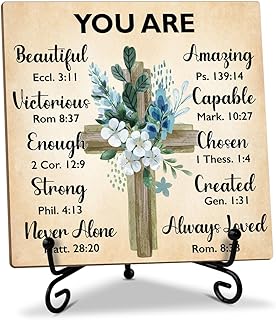 Christian Gift for Women Wood Sign with Stand - Bible Verse Religious Gifts Catholic Gifts for Her, Inspirational Spiritual Decor Home Office Decor Table Centerpiece Christian Decor Desk Plaque -33
