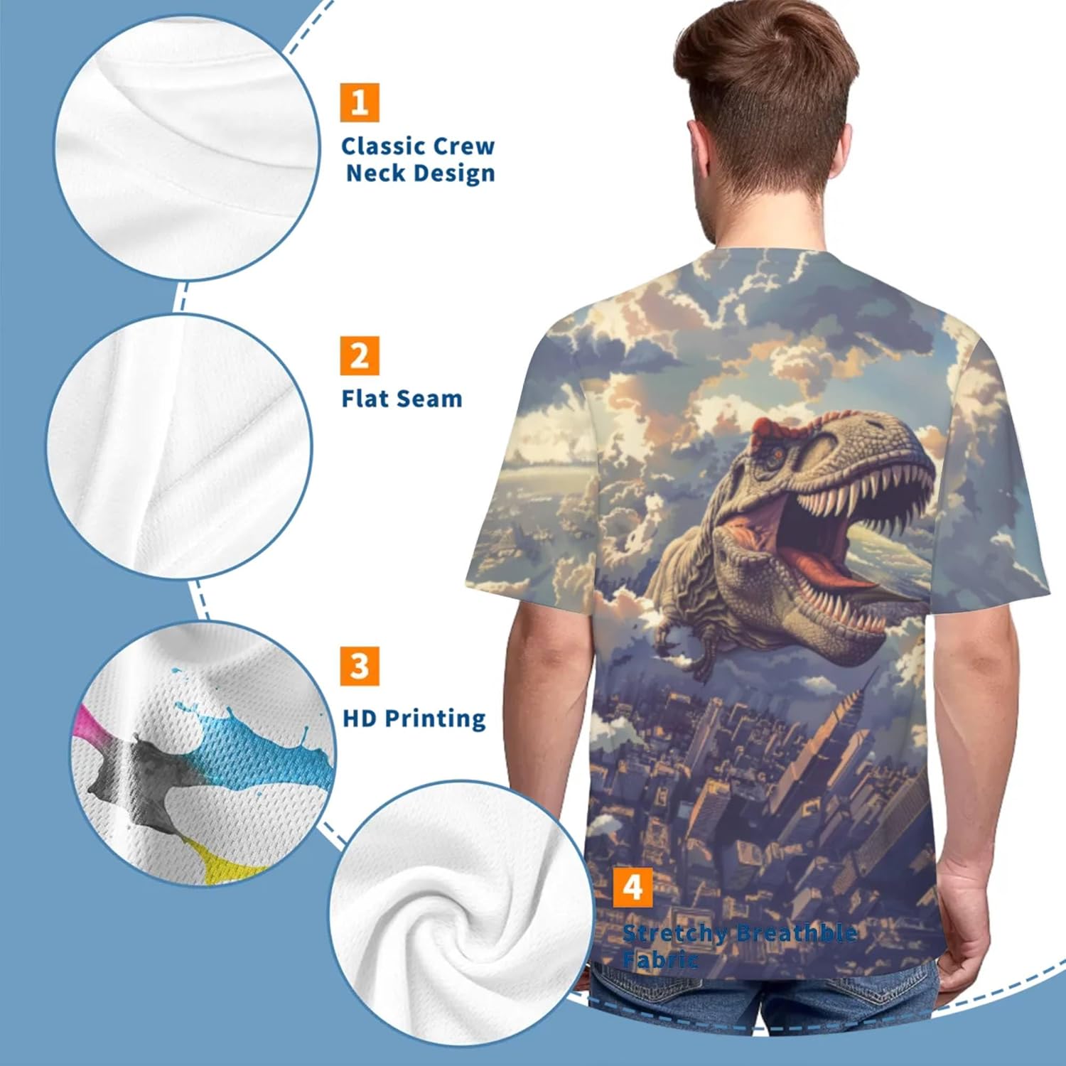 3D Pattern Print T-Shirt Breathable Cool Lightweight Flexible Easy to Match Diverse and Stylish - Image 2