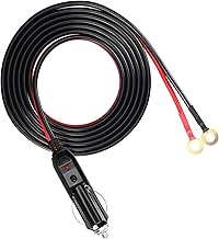 Câble allume-cigare 12 V/24 V vers joint torique YACSEJAO 2 m Prise mâle vers batterie Connecteur terminal à œillet 16 AWG Câble robuste pour onduleur de voiture, gonfleur de pneu, pompe à air