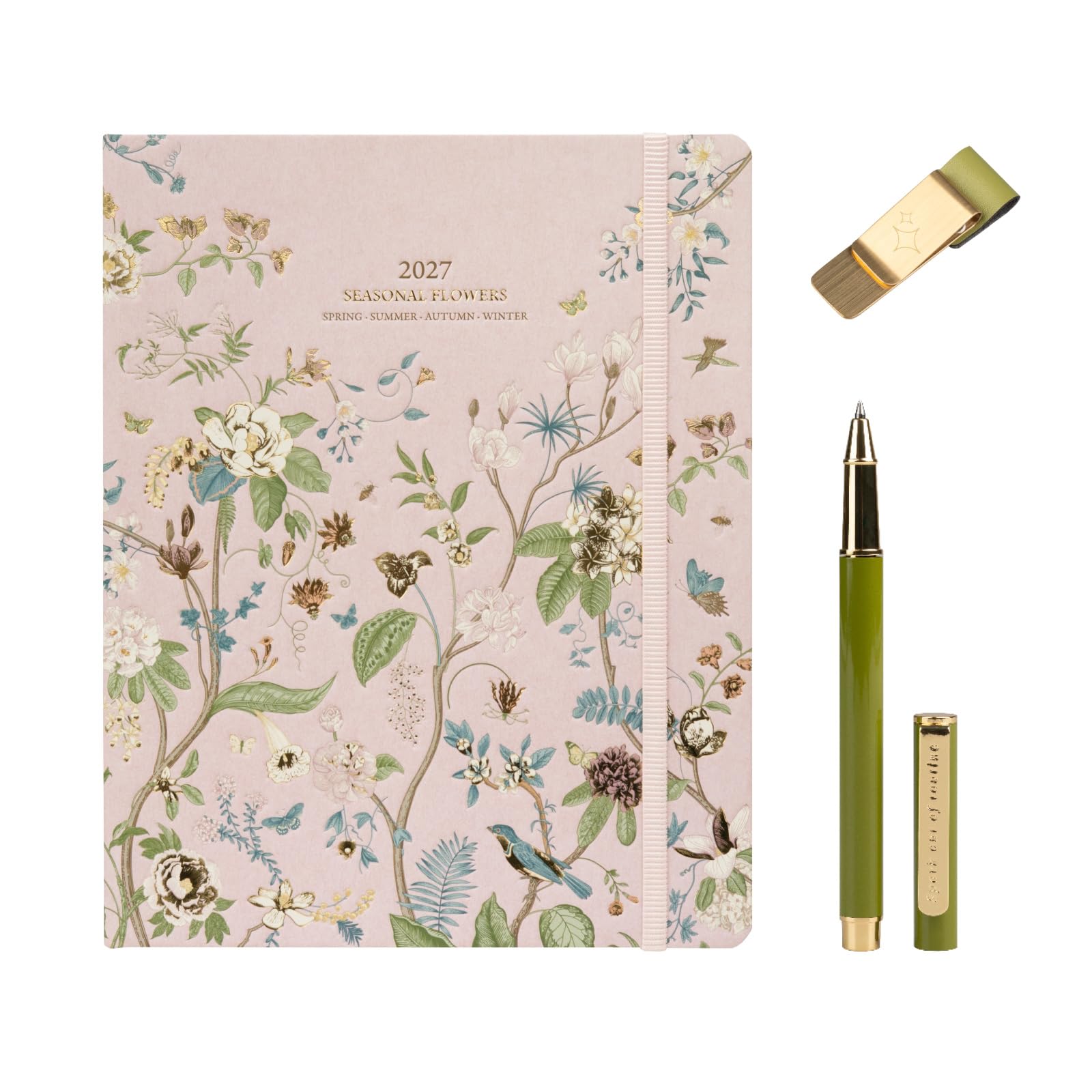 Kokonote Agenda 2026-2027 Semana Vista A5 Seasonal Flowers + Boligrafo + Porta Boligrafo | Accesorios Papeleria bonita - Material escolar Aesthetic