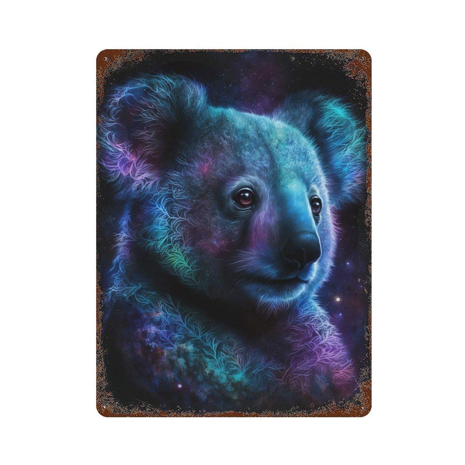 Cosmic Koala Art Print-8 Retro Metal Sign 15.7"x11.8", Classic Wall Plaque for Basement, Hobby Room And Garage Decor