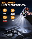 16 en 1 Booster Batterie Voiture 8000A 27000mAh, Booster Batterie(Tout Gaz ou 12L Diesel), 12V Booster avec Compresseur 160PSI, Démarreur avec Lampe 800 Lumens, Marteau de Secours et Kit d’Urgence - 6