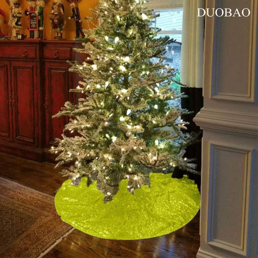 Small Tree Skirt Lime Green Diameter is 24-Inch Round Christmas Sequin Tree Skirt 24-Inch Round Lime Green Sequence Material for Tree Skirt Lime Green