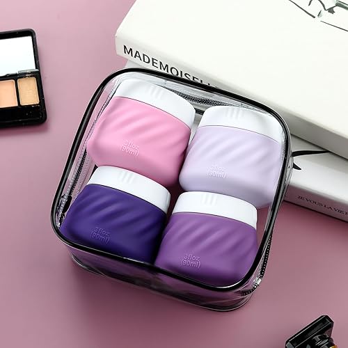 Vista 150 de Gemice Recipientes de viaje para artículos de aseo personal, tarros de crema de silicona aprobados por la TSA, tamaño de viaje con bolsa
