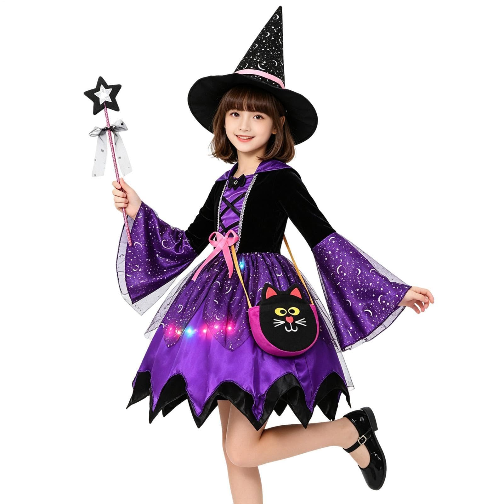 Costume Da Halloween con Bacchetta Cappello Abito Luminoso Halloween