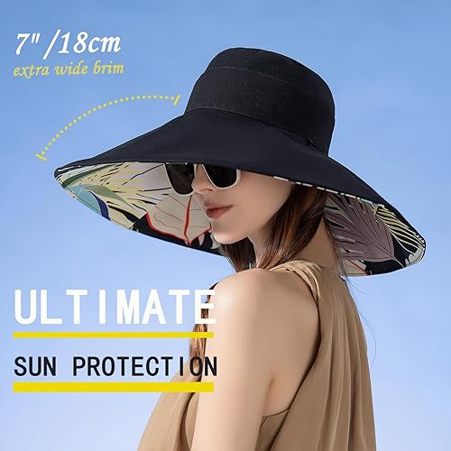 Miniatura 3 de KEYDUACU Sombreros de ala ancha para mujer, sombrero de playa plegable de doble cara, sombrero de jardinería, sombrero de viaje, sombrero de