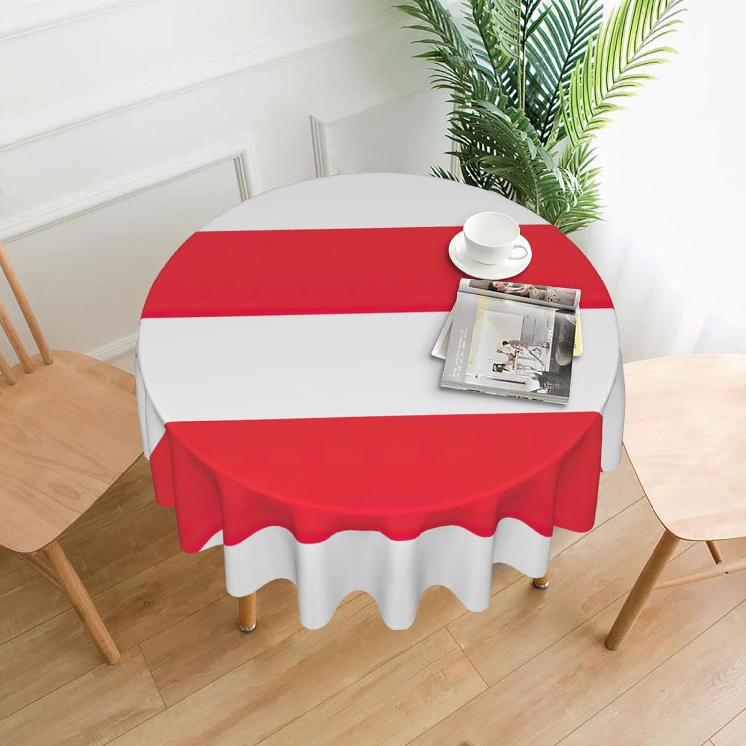 Indonesian Flag Print Wrinkle Free Dining Table Cover for Birthday Party Farmhouse Tablecloths Up to 60 x 60 Inches