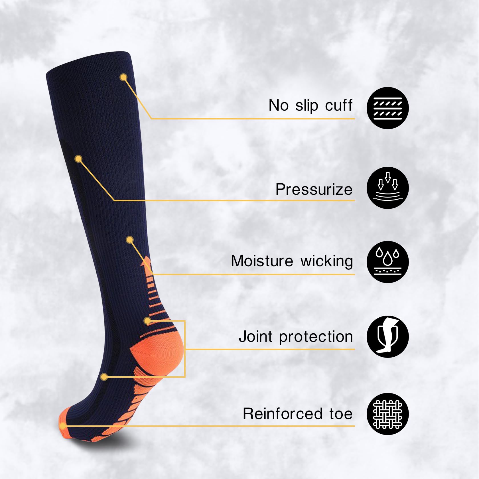 1 Paio di Calze Sportive a Compressione per Uomo e donna, Calze a Compressione Graduata Alte Fino al Ginocchio per l'Atletica, la Corsa, il Ciclismo, l'Allattamento, L/XL, Blu marino