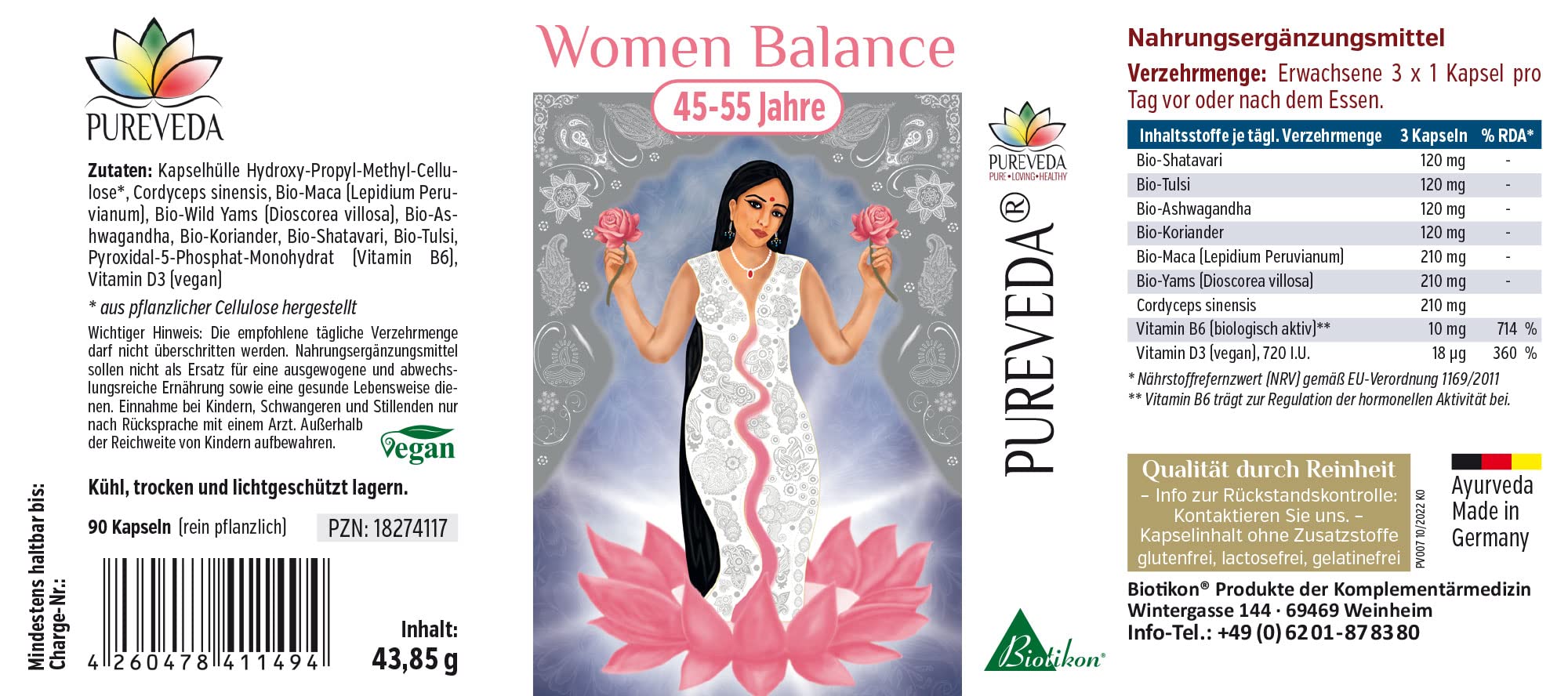 Women Balance 45-55 Jahre nach Dr. Michalzik, 210 mg Maca, 90 Kapseln | Mit Shatavari, Yamswurzel, Maca und Ashwagandha • eigene deutsche Produktion • vegane Kapseln • ohne Zusätze