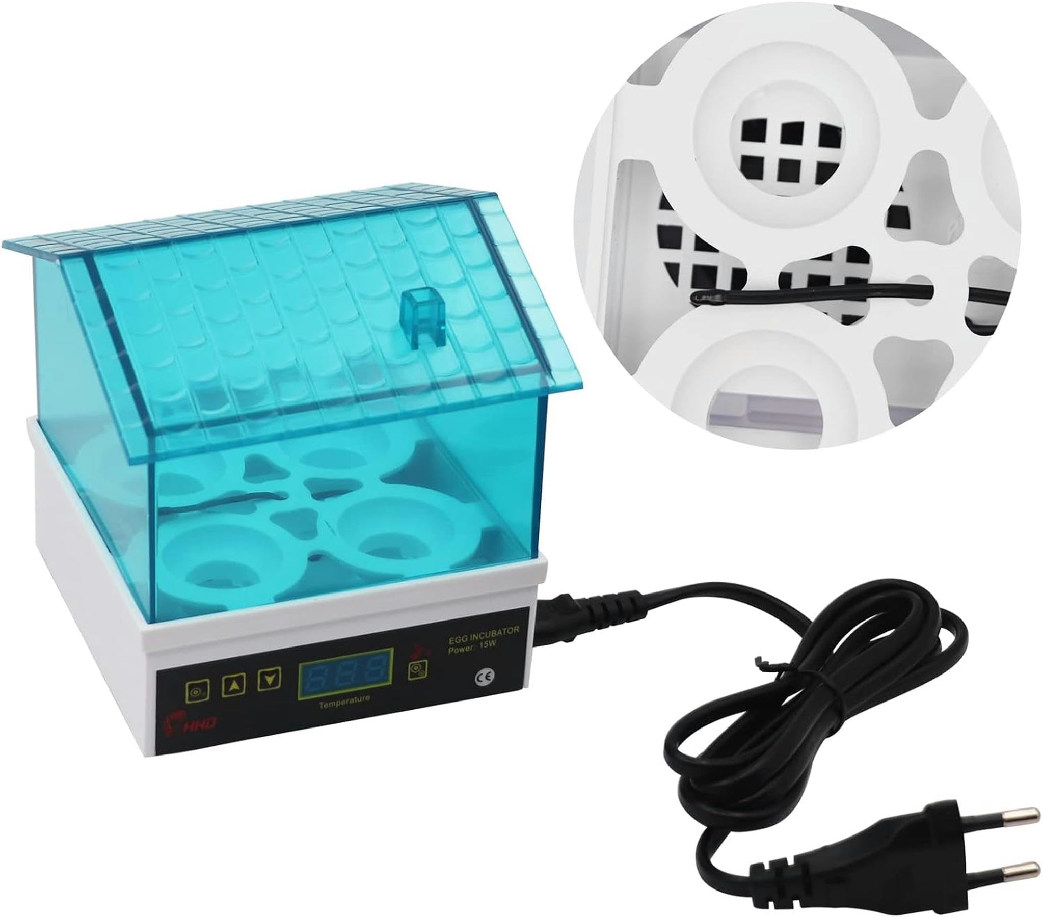 Mini incubateur 4 œufs pour Poules, contrôle de la température des œufs éclos, avec écran LED numérique, pour volailles, Canards, Oiseaux, Poules, œufs de caille