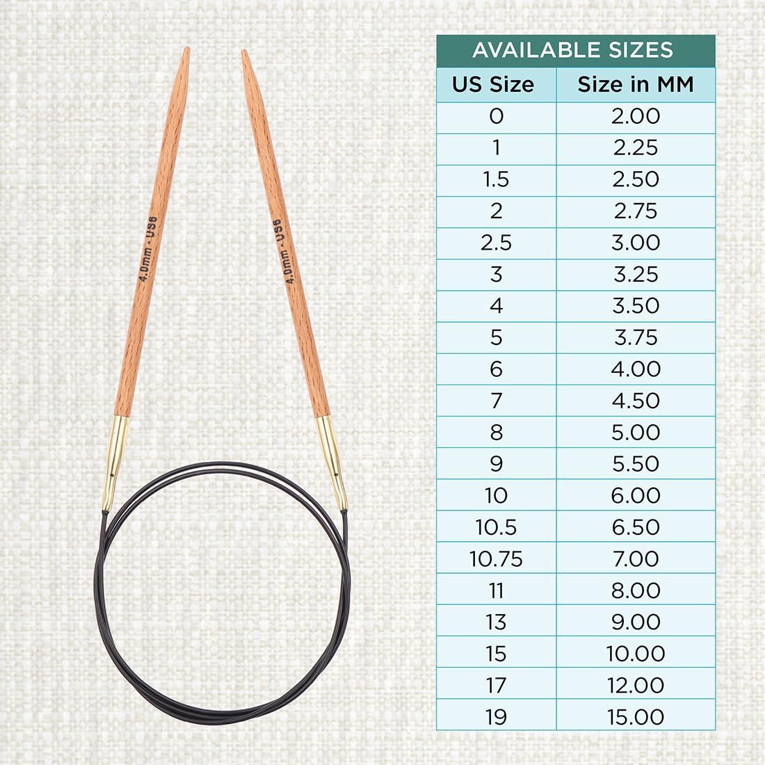 KnitPro Basix Beech Fixed Circular Needles 24" (60cm) | US Size 6 (4mm)
