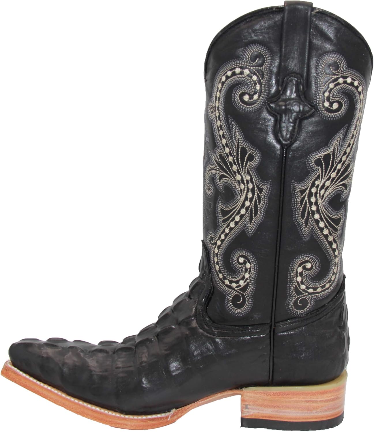 Western Shops Mens Crocodile Alligator Print Leather Cowboy Western Boots Snip Toe - Image 5