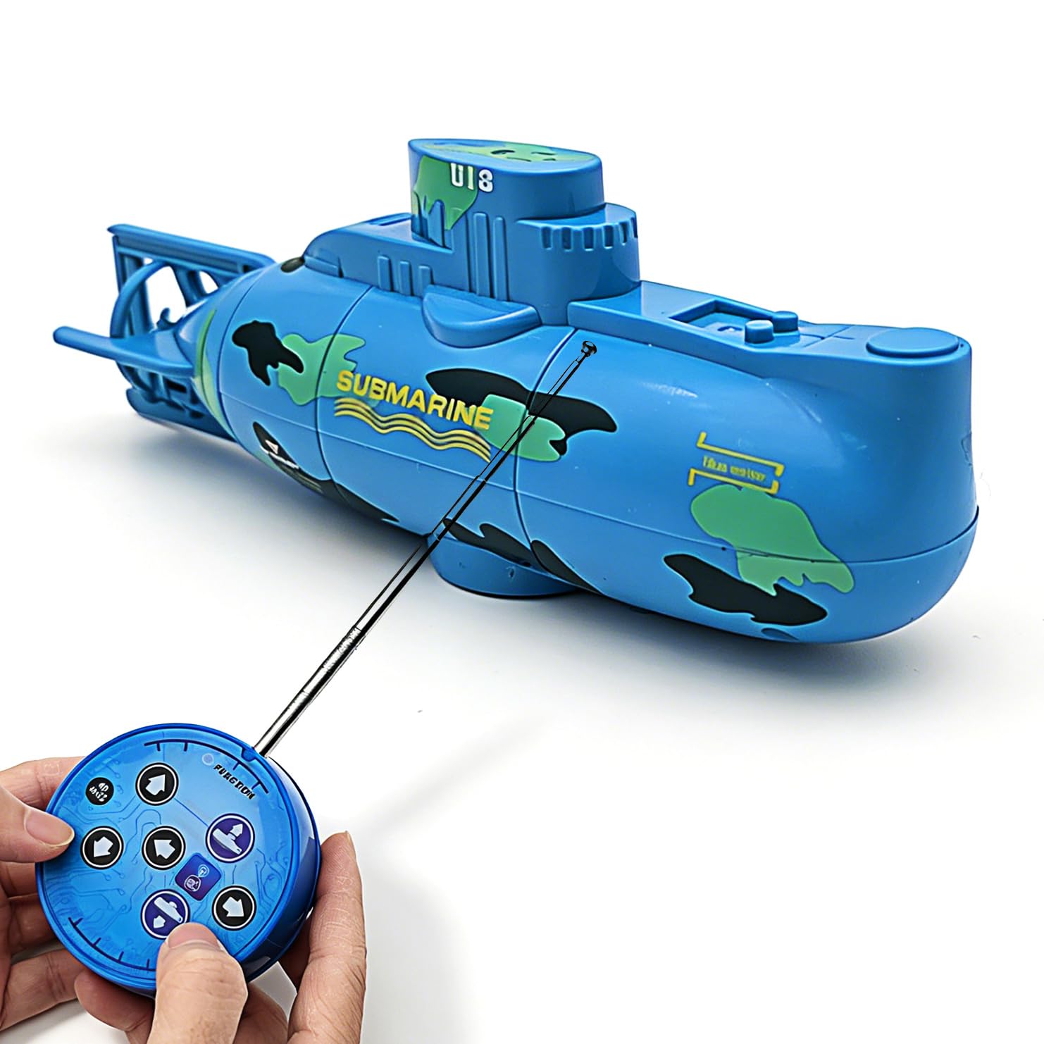 Escomdp Mini RC Submarine Toy Radio Remote Control Boat Dive Electronic Diving Water Summer Toys Gift for Kids (Blue)