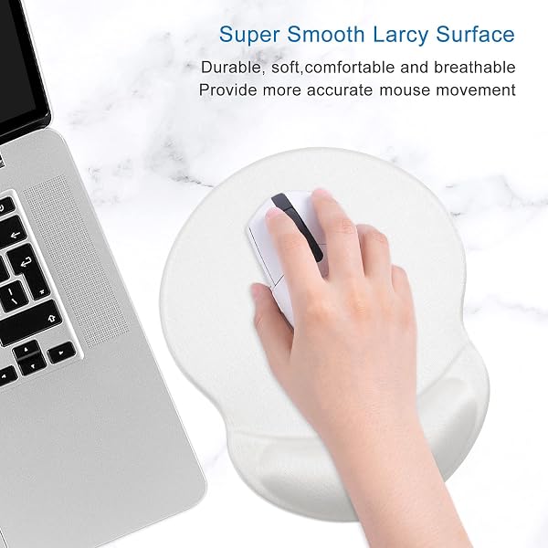 ITNRSIIET Tapis de Souris avec Repose-Poignet en Gel, Confort avec Repose-Poignet Ergonomique, Base en PU antidérapant, pour Ordinateur et Ordinateur Portable, Blanc - 3