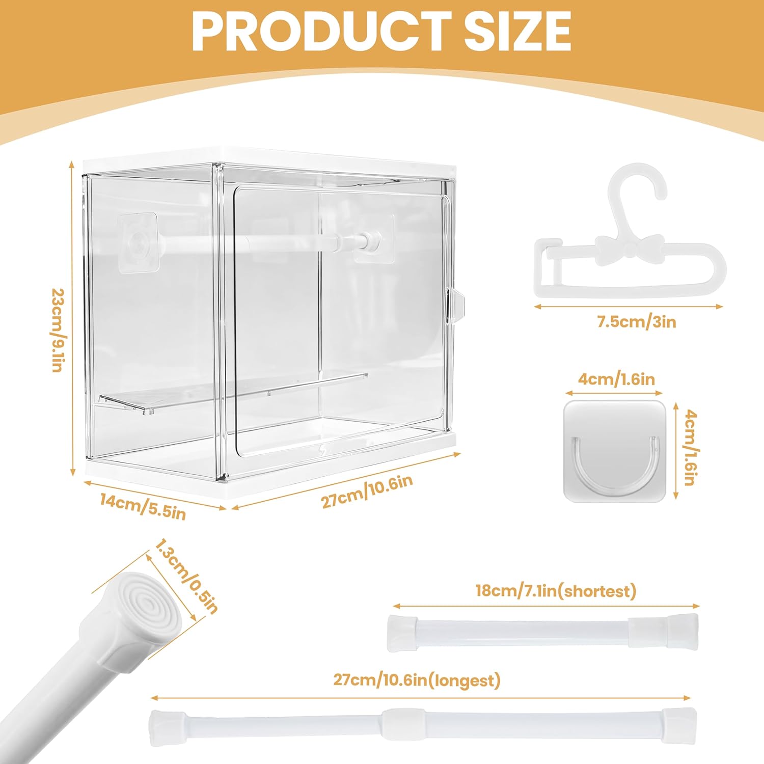 Clear Acrylic Doll Wardrobe Compatible with Labubu, 10 Hangers, 1 Rod & 2 Supports, Dust-Resistant Stackable Organizer Cabinet Storage Box for 15/17cm Doll Clothes Shoes (Clear)