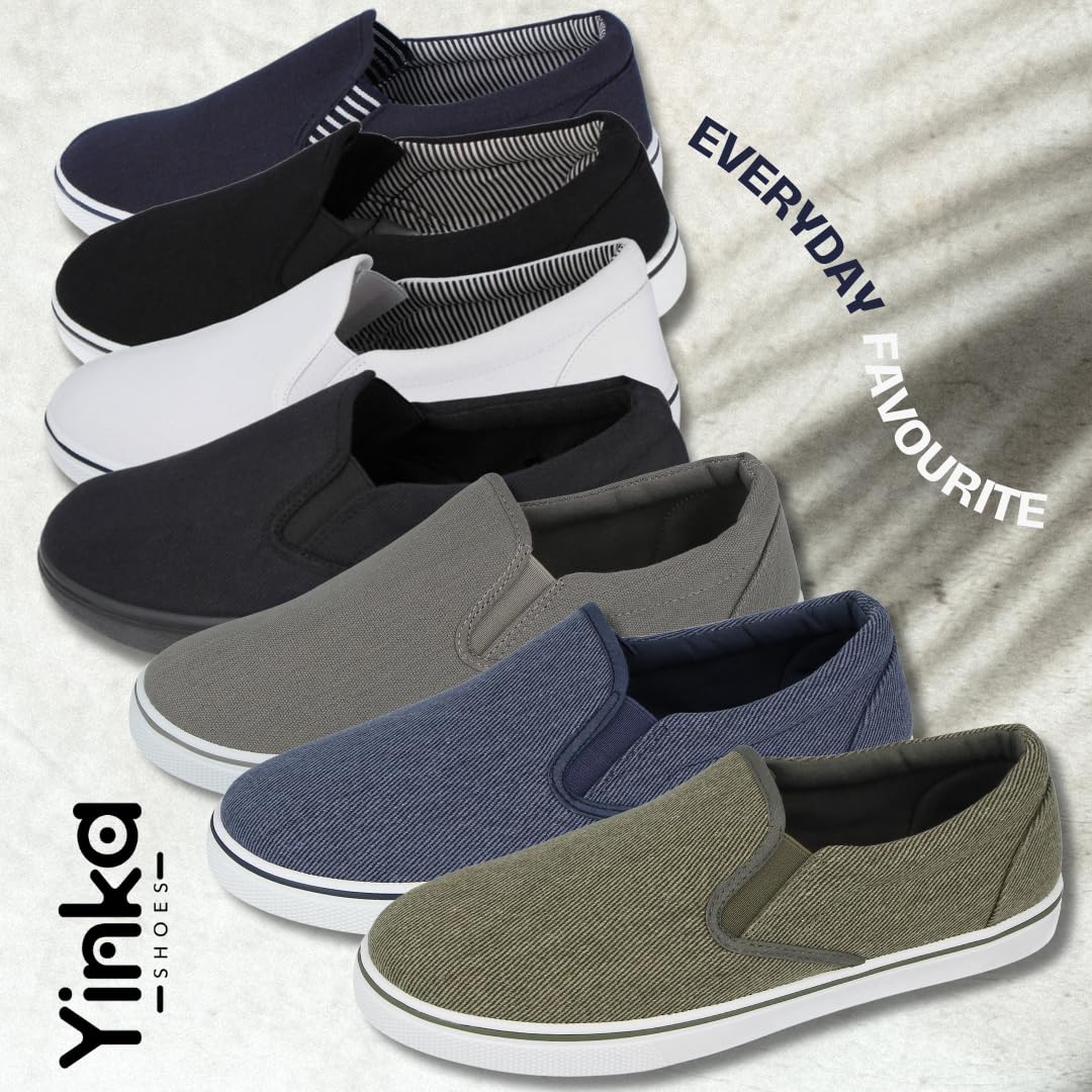 Mens Canvas Mesh Slip On Espadrilles Casual Low Top Plimsoll Trainers Size 7-12