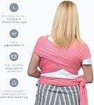 CuddleBug Baby Wrap Carrier Sling for Newborns - Porte Bebe Infant Carrier Newborn To Toddler up to 36 lbs - Lightweight & Hands Free Baby Sling Carrier (Pink)