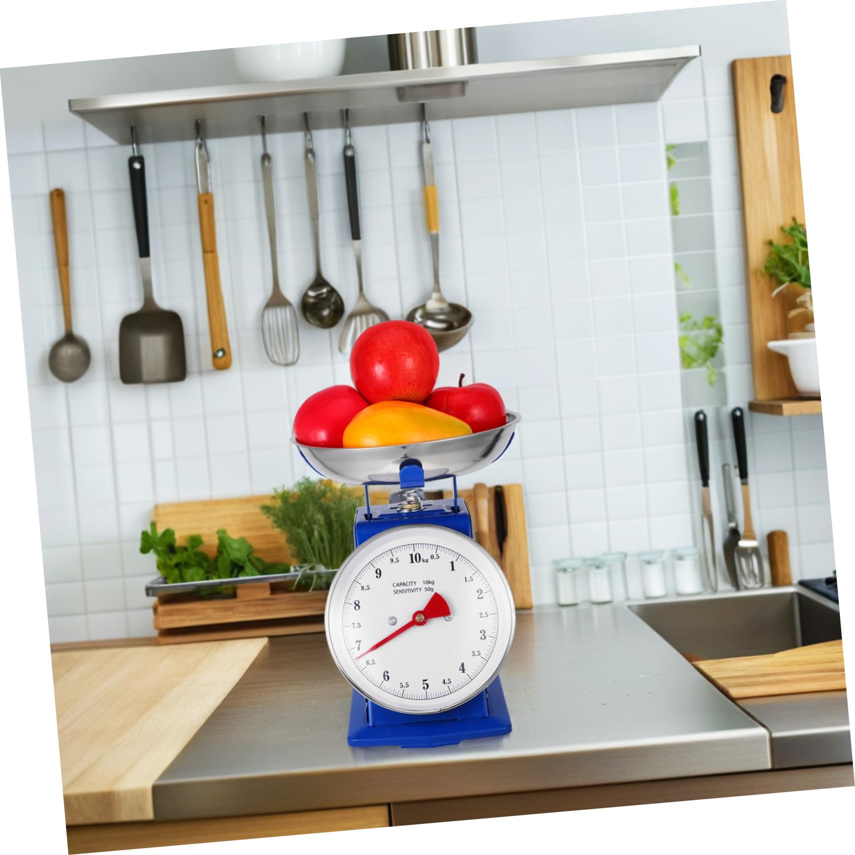 Báscula Mecánica De Cocina Vintage 10 Kg Con Recipiente Desmontable Acero Inoxidable Dial De Fácil Lectura Para Hornear y Preparar Comidas