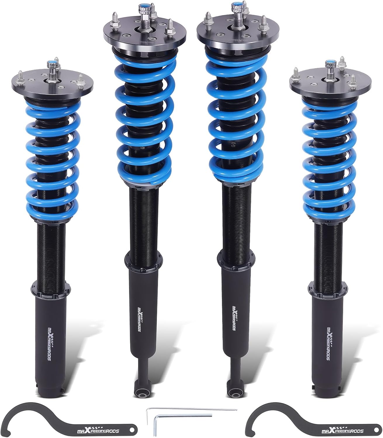 maXpeedingrods Coilover for Mercede-Benz S-Class W220 S430 S500 2000-2006, 24 Levels Damper Adjustable Coilovers Suspension Kit Strut, Height Adjustable T6 Upgraded Lowering Kits Blue