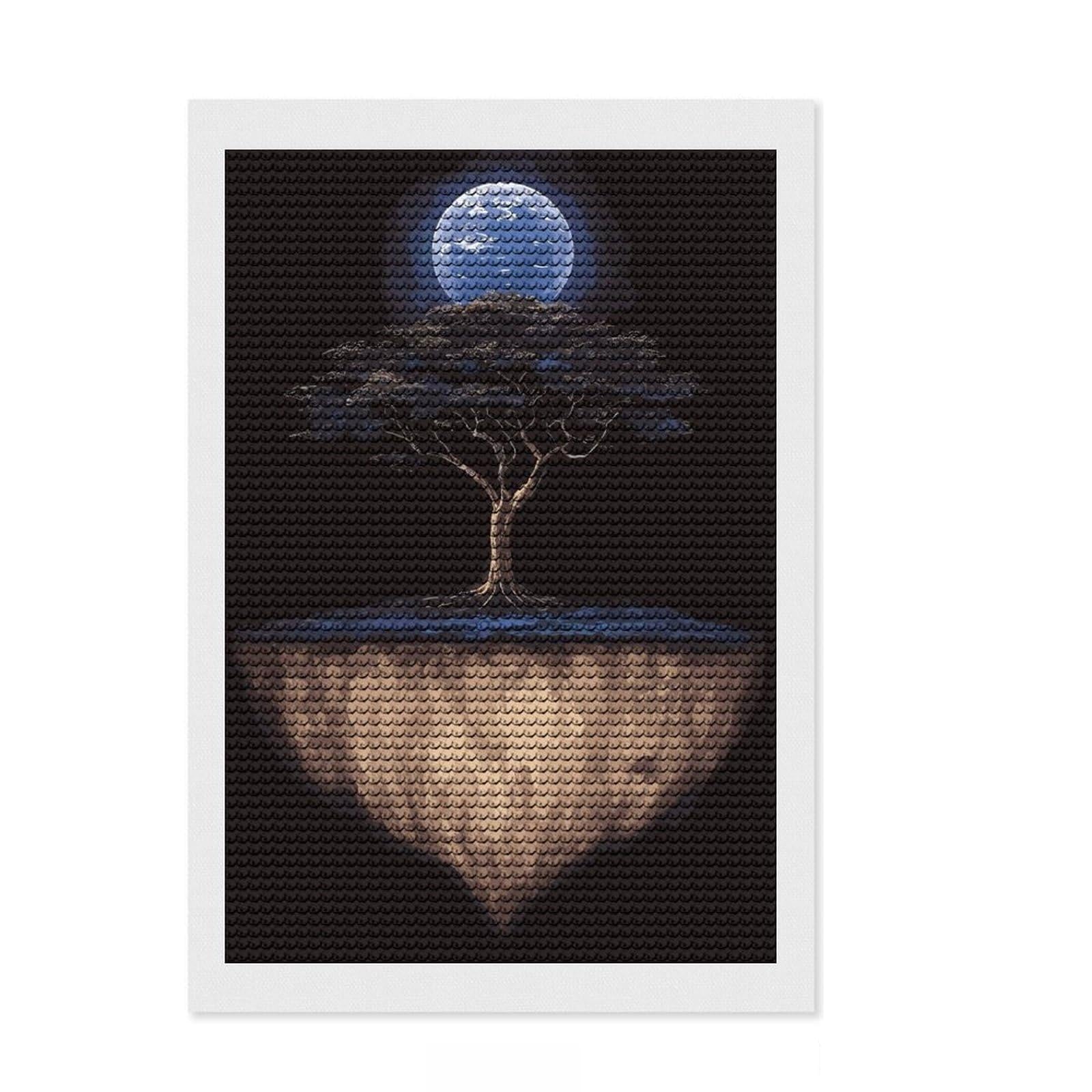 Junmoney Natural Space DIY Diamond Art Canvas Kit 8"x12", Fun Craft Experience, Good for Quiet Evenings, Cosy Home Accent, Gift Idea