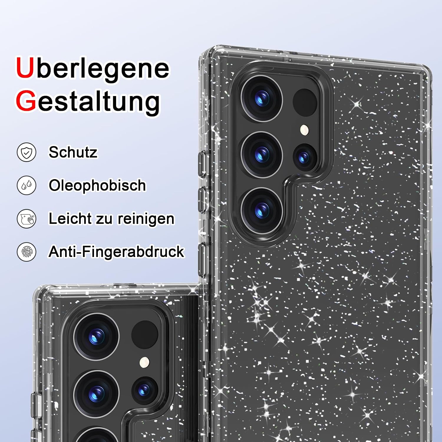 for Samsung Galaxy S23 Ultra Case,Glitter Clear Case,Shockproof Bumper Protective Phone Cover,Designed for Samsung S23 Ultra 5G 6.8 inch（Black Bling） thumbnail